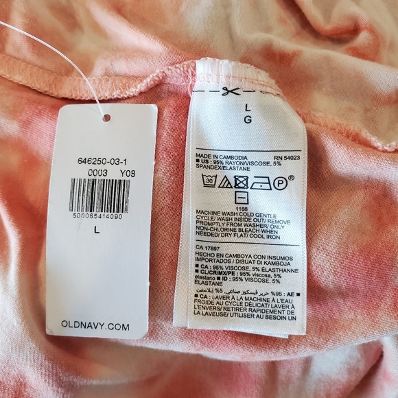 NWT Old Navy Luxe Red Tie Dye High Neck Tank Top Large Loose Fitting - Picture 4 of 7